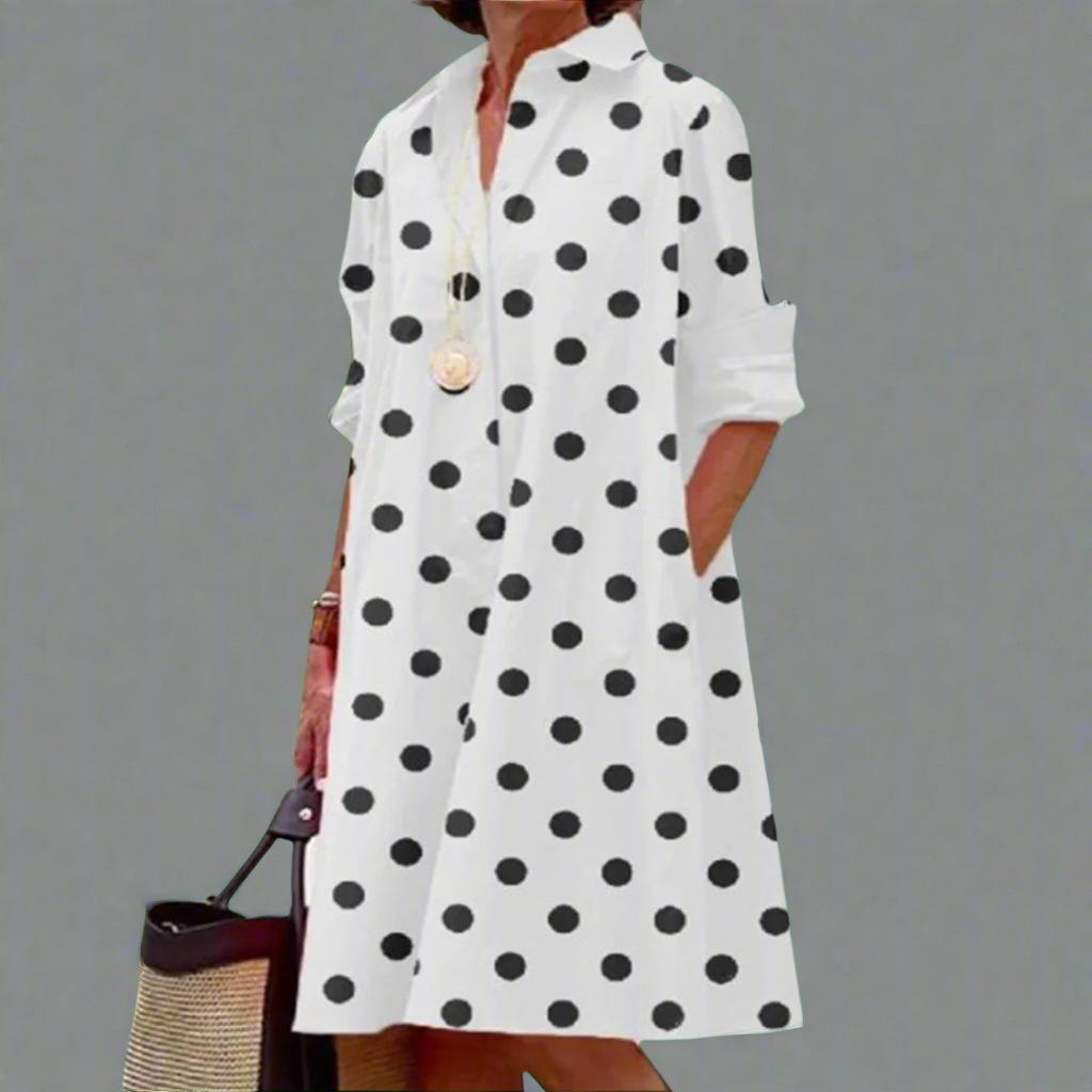 Rosina | Handgefertigtes Premium-Midikleid mit Polka-Dots