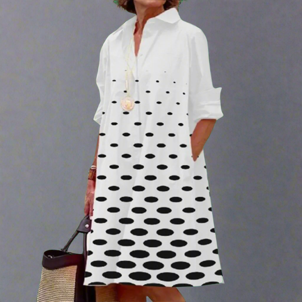 Ortrun | Handgefertigtes Premium-Midikleid mit Polka-Dots