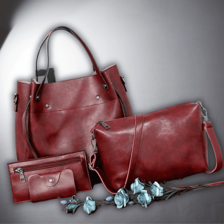 Emilia | Handgefertigtes Set aus 4 Vintage Eco-Leder Taschen