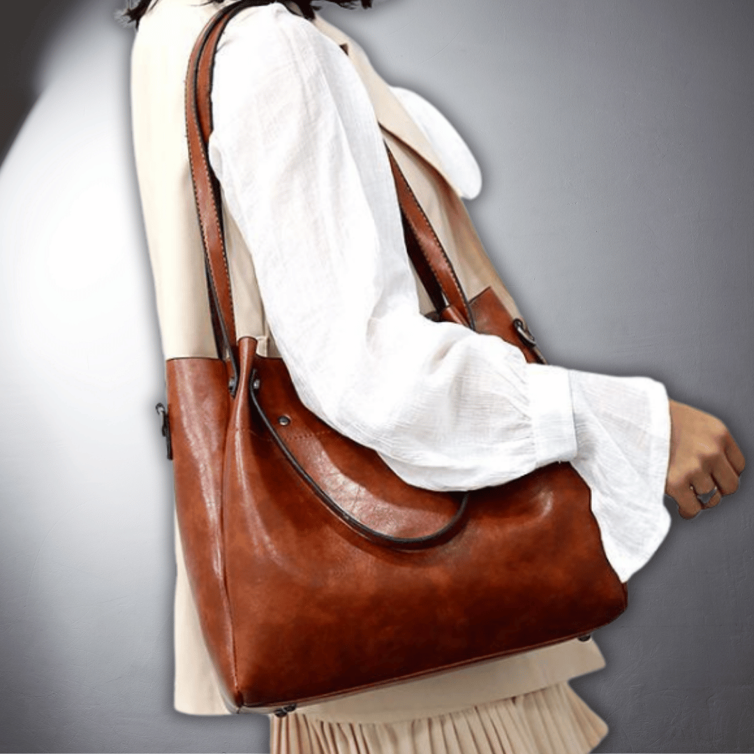 Emilia | Handgefertigtes Set aus 4 Vintage Eco-Leder Taschen