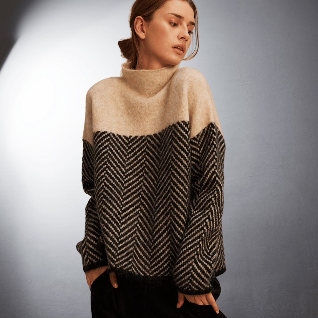 Babette | Zweifarbiger Premium Rollkragenpullover