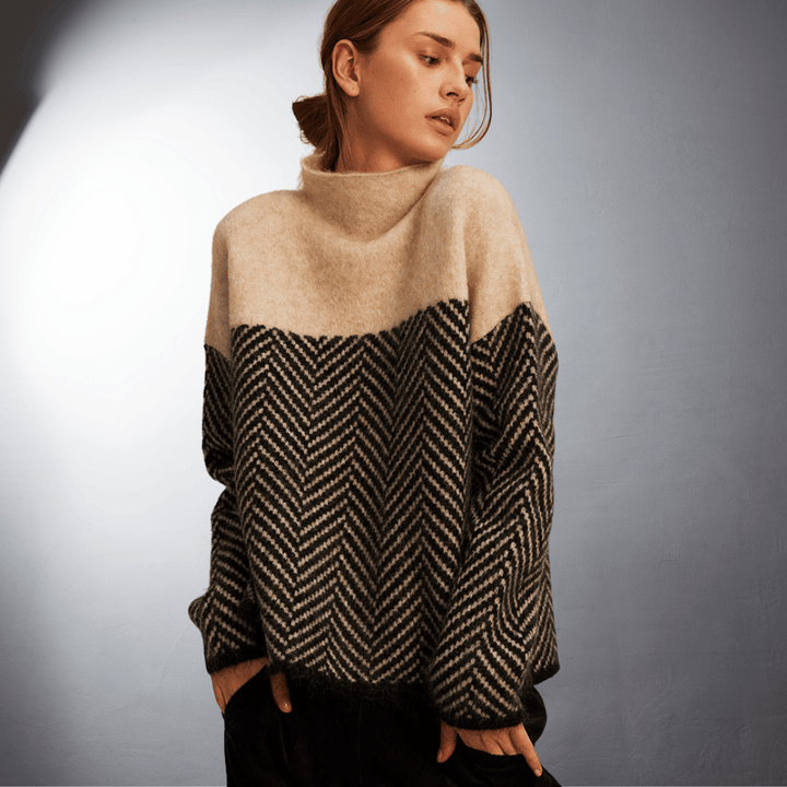 Babette | Zweifarbiger Premium Rollkragenpullover