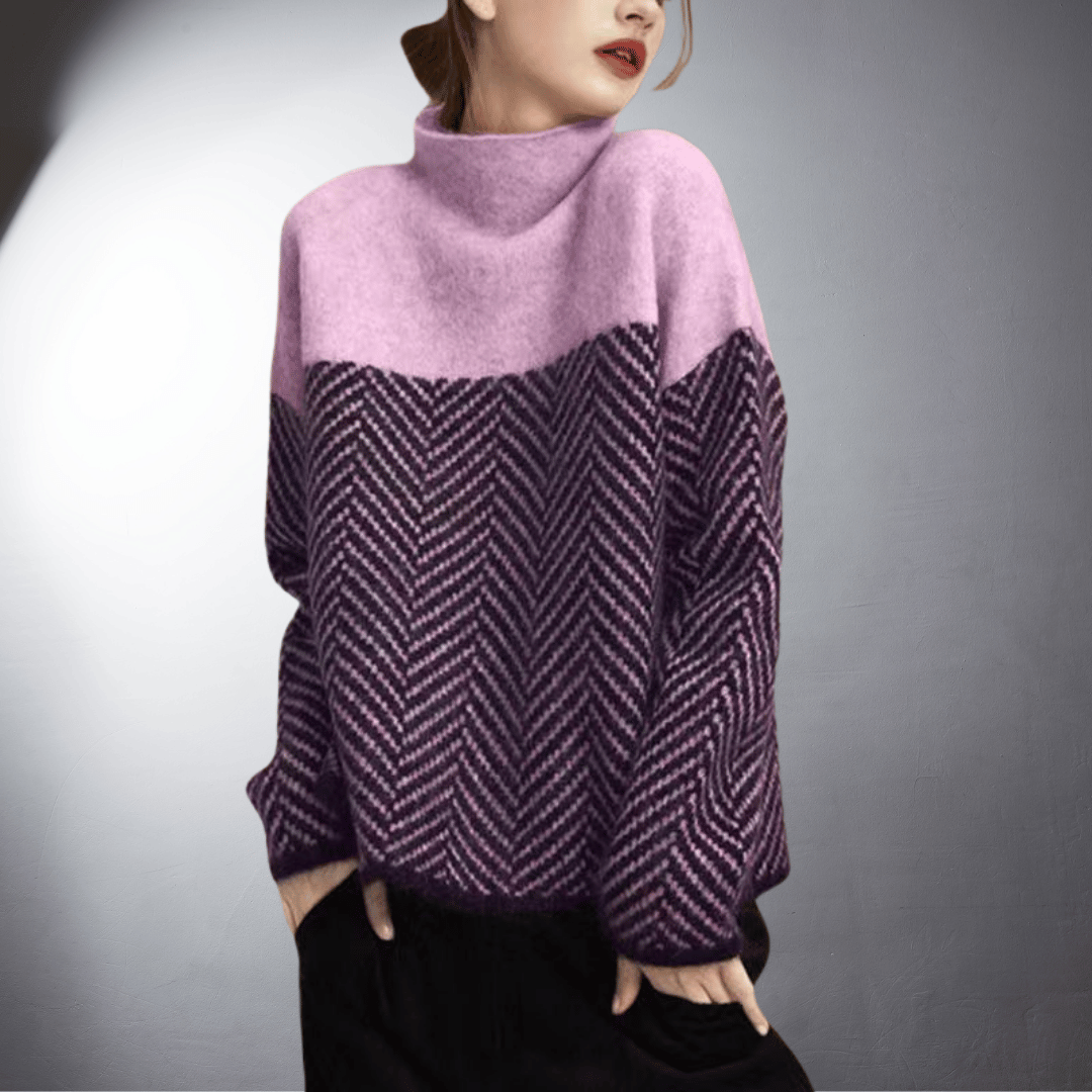 Babette | Zweifarbiger Premium Rollkragenpullover