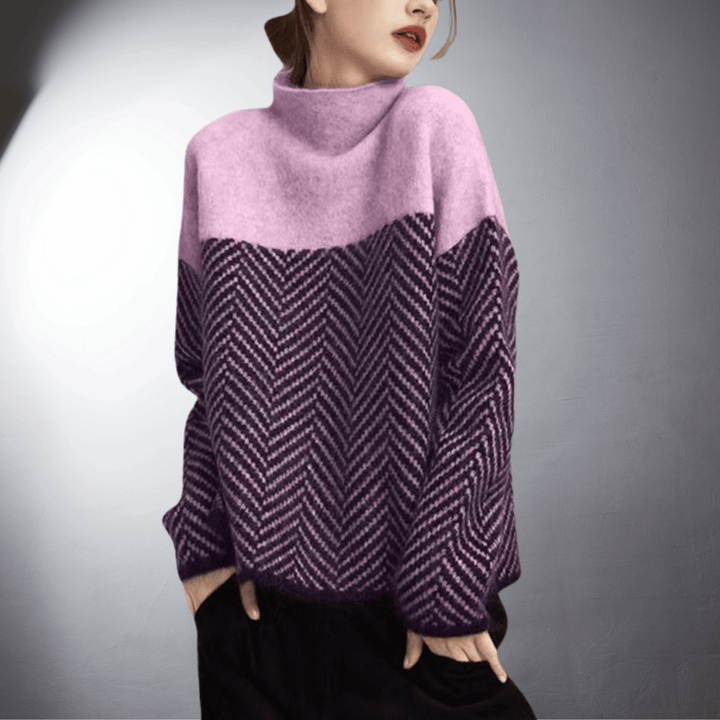 Babette | Zweifarbiger Premium Rollkragenpullover