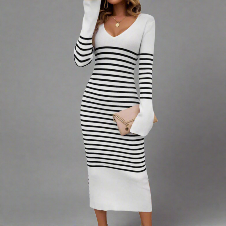 Johanna | Premium Strickkleid mit schmeichelndem V-Ausschnitt