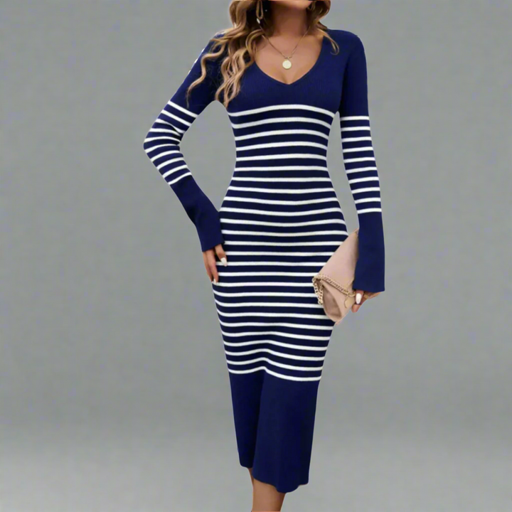 Johanna | Premium Strickkleid mit schmeichelndem V-Ausschnitt