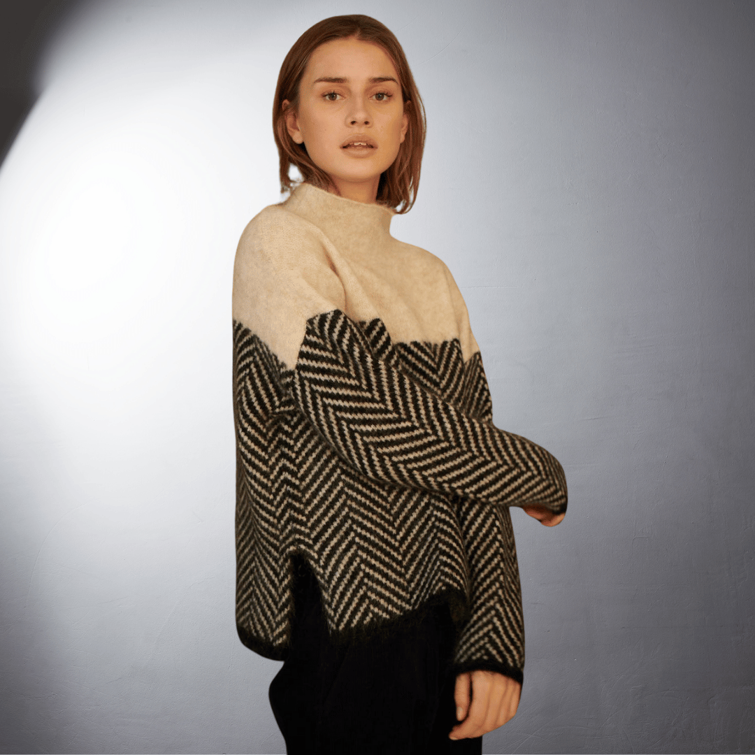 Babette | Zweifarbiger Premium Rollkragenpullover