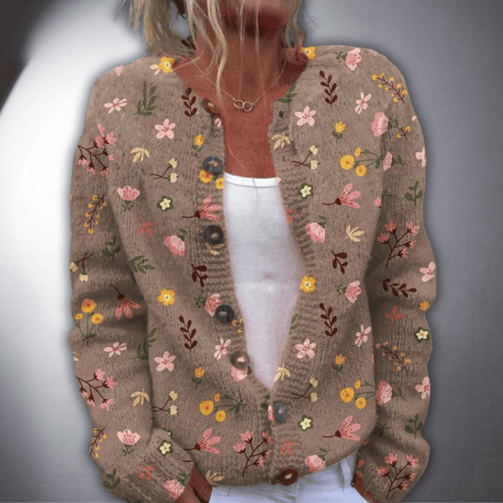 Silke | Handgefertigter Cardigan mit edlem Blumendesign