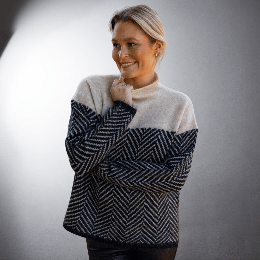 Babette | Zweifarbiger Premium Rollkragenpullover