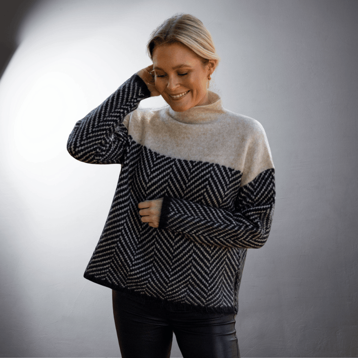 Babette | Zweifarbiger Premium Rollkragenpullover