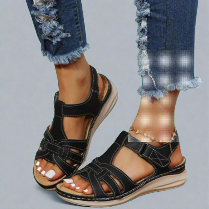 Queniva | Handgefertigte orthopädische Komfort-Sandalen aus Vintage-Leder